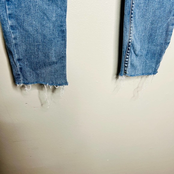 Free People Raegan Jeans Button Fly 28 Distressed Raw Hem Skinny Ankle High Rise - Picture 4 of 8
